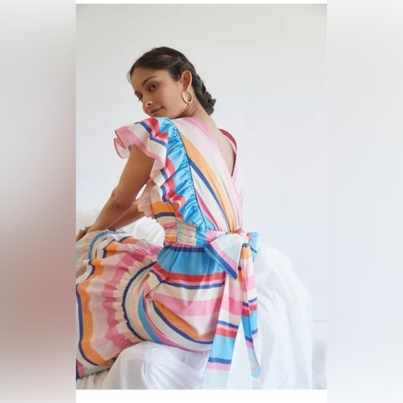 Anthropologie “Plenty by Tracy Reese” Striped Ruffle Tiered Maxi Dress Med.